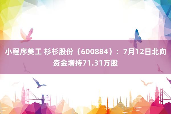 小程序美工 杉杉股份（600884）：7月12日北向资金增持71.31万股