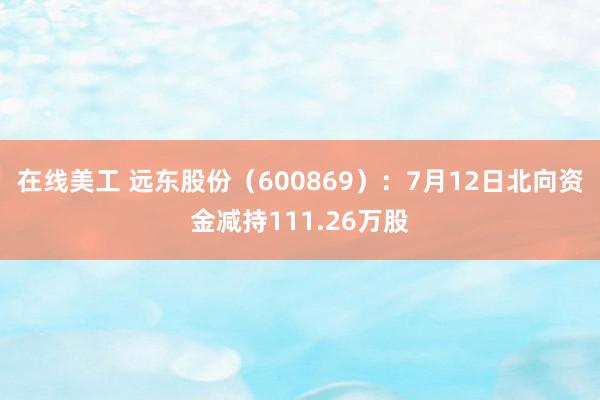 在线美工 远东股份（600869）：7月12日北向资金减持111.26万股