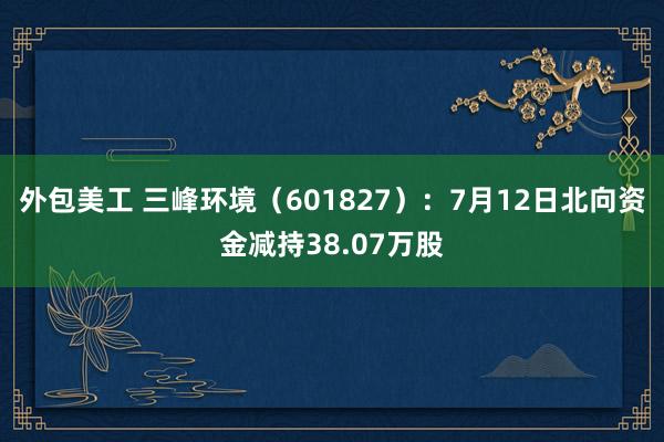 外包美工 三峰环境（601827）：7月12日北向资金减持38.07万股