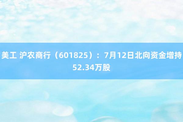 美工 沪农商行（601825）：7月12日北向资金增持52.34万股