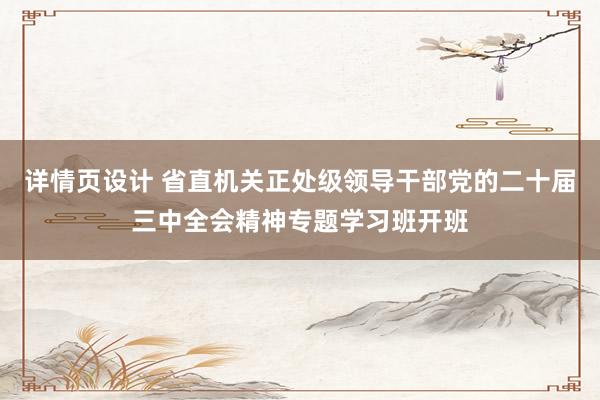 详情页设计 省直机关正处级领导干部党的二十届三中全会精神专题学习班开班