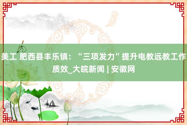 美工 肥西县丰乐镇：“三项发力”提升电教远教工作质效_大皖新闻 | 安徽网