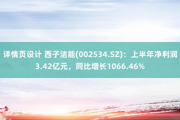 详情页设计 西子洁能(002534.SZ)：上半年净利润3.42亿元，同比增长1066.46%